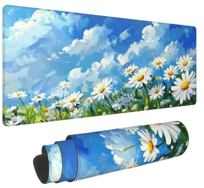Alfombrilla Ratón XXL Gaming 1400x600x3mm,Grande Alfombrilla Ratón Flor Patrón Mouse Pad Gaming,Tapete Rato Cielo Estrellado Impermeable y Antideslizante Base de Goma para Decoracion Escritorio 0E-462