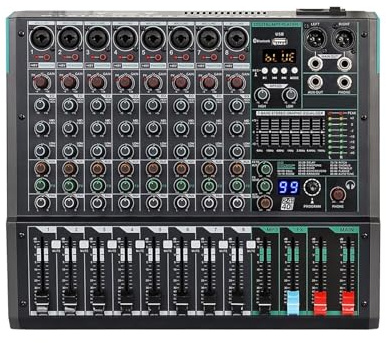 Mezclador de audio, Mezclador de audio profesional 8 canales, consola sonido, mesa mezclas for DJ, interfaz con 99 efectos reverberación incorporados Para karaoke en estudio