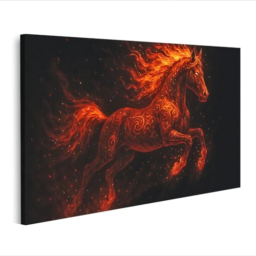 islandburner Murale su tela potente cavallo di fuoco - per soggiorno e camera da letto