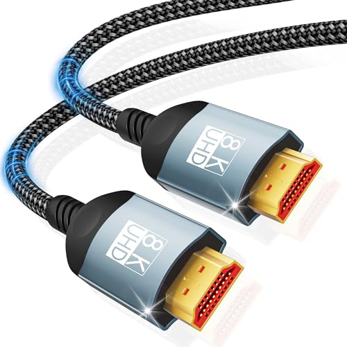 0,5 m HDMI-kabel 10K 8K, ultrahög hastighet HDMI-kabel 10K 8K @ 60 Hz 4K @ 240 Hz, kompatibel med HDMI 2.1, HDR10+, eARC, 3D, HDCP 2.2, 2,3, VRR, DTS:X, kompatibel med PS5/4, Xbox, HD-TV, PC