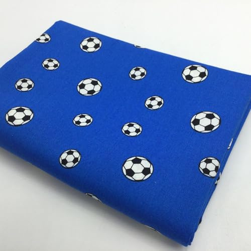Baumwollstoff mit kleinen Fußbällen – 100% Baumwolle – 3 Farben – Meterware ab 50cm - Fußballstoff (royalblau)