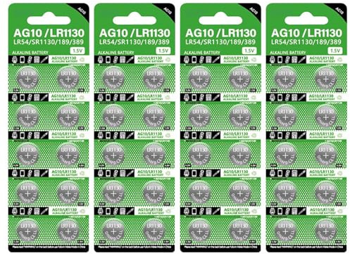 Wayfadacc Pile bouton LR1130 AG10 1,55 V pour montre, télécommande, jouet, calaculateur, LR54, SR1130, 389, petite pile électronique