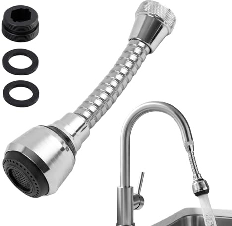 Brise-Jet Flexible,pour Évier Cuisine en Laiton Chromé Noir,Aérateur Douchette Universel pour Robinets de Cuisine avec Economiseur d’Eau et Filtre à Impuretés,Nettoyage Facile et Économie d’Eau