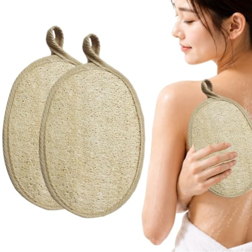 TAHJOS 2 Piezas Estropajo Luffa Baño Natural, Estropajo Ecologico Suave Y Secado Rápido, Esponja De Lufa Natural Ligera Para Ducha, Ideal Para Viajar Y Llevar(B)
