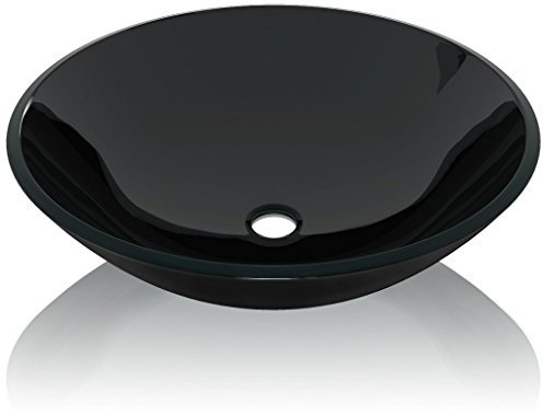 Festnight Waschbecken Waschschale aus Hartglas Waschplatz Handwaschbecken 42x14cm Schwarz für Badezimmer Waschraum