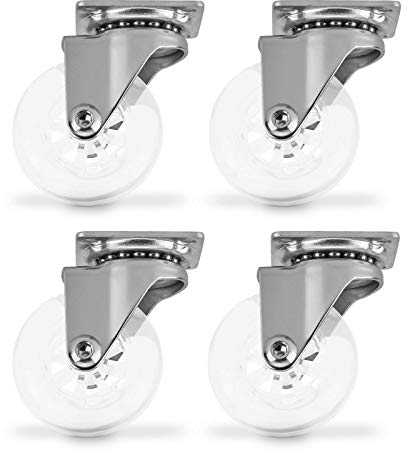SOTECH 4 pezzi Ruote girevoli Ruote SWIFT Ø 50 mm trasparenti, ruote di trasporto caricabili fino a 140 kg (35 kg per ruota) Altezza 64 mm