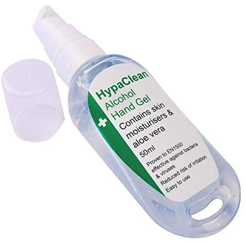 HypaClean Alcohol Travel Hand Sanitiser Gel (50 ml) Pump Top