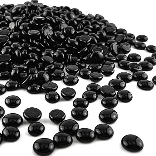 CYS EXCEL Perline di vetro nero da 5 libbre riempitivi per vasi di perline piatte in marmo scelte di colore multiple decorazioni per acquari pietre floreali pietre decorative mosaico in vetro ciottoli