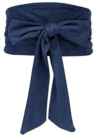 shengweiao Damen Selbstbinden Wickelgürtel Obi weich breit Taillenband Cinch Boho Kleid Gürtel Gr. Small, dunkelblau