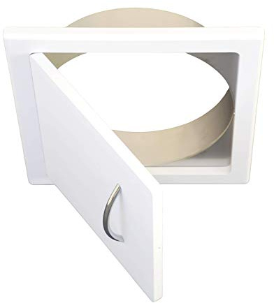 Wäscheschacht Türe in MDF-weiß - Anschluß eckig od. rund für Wäscheabwurf od. Wäscherutsche (Anschluß rund, Durchmesser für 300mm Rohr)
