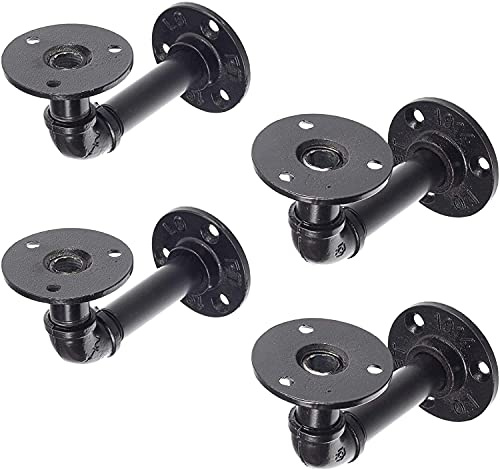 4 Pcs/Set Retro Wandregal Badregal Regalunterstützung Klammer Shop Regale Warehalter Schwerlast-Schwarz Stahl Eckverstrebung, dekorative Gelenkwinkel für Regal,Wandaufhängung Halterung mit Schrauben