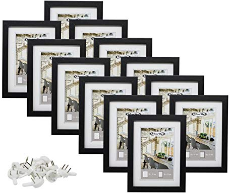Close Up Bilderrahmen-Set 12 STK. 13x18 cm – Schwarz Premium MDF-Rahmen, bruchsichere Acrylglas-Scheibe mit Passepartout, Collage