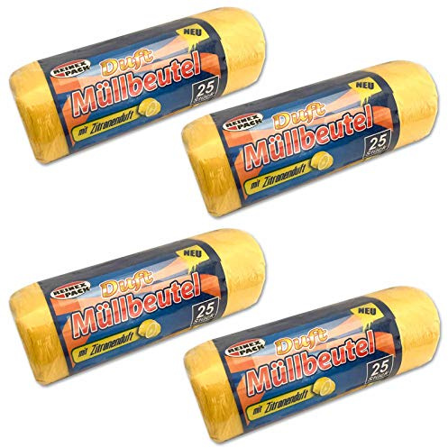 4 rollos de bolsas de basura perfumadas con aroma de limón, 20 l, con cordón