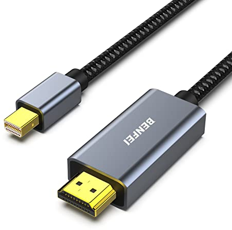 Mini DisplayPort to HDMI Cable, BENFEI 1.8m Mini DP to HDMI Adapter Compatible with MacBook Air/Pro, Microsoft Surface Pro/Dock, Monitor, Projector[Aluminium Shell&Nylon Cable]