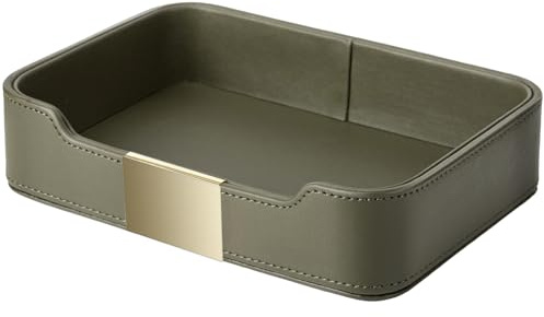 SANZIE Bandeja de cuero de lujo para almacenamiento de escritorio, bandeja decorativa para mesa de entrada, para sostener joyas, relojes, cartera, accesorios para el hogar y la oficina (verde)