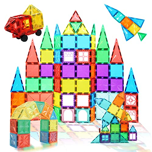CONDIS Magnetische Bausteine 101 Teile, Magnetspielzeug Magnete Magnetbausteine Magneten Spielzeug Magnetspiele Set Tiles Fliesen Blöcke Geschenk für Kinder ab 3 4 5 6 7 Jahre Junge Mädchen