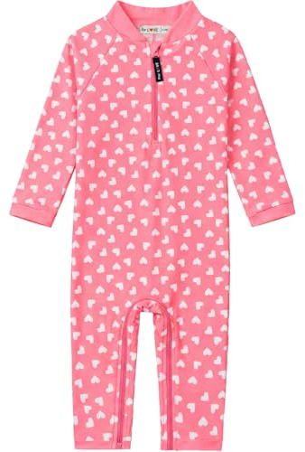 weVSwe Traje de baño de Manga Larga para bebé y niña, protección UV UPF 50+, con Gorro para el Sol para niños pequeños, 0-3 años
