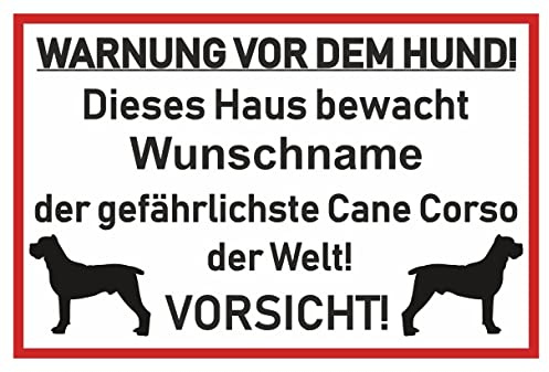 Samunshi® Aufkleber Cane Corso Warnung - Schild Sticker Hinweisschild Warnschild Vorsicht Hund 30 x 20cm Cane Corso Warnung schwarz