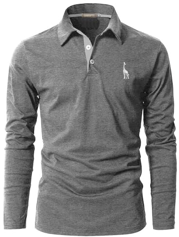 GNRSPTY Poloshirt Herren Slim Fit Langarm Stickerei Baumwolle T-Shirts Golf Poloshirts