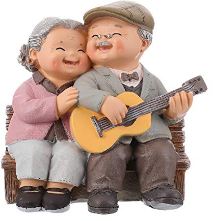 Homoyoyo Ältere Paar Figuren Liebespaar Skulptur Jubiläum Figur Harz Opa Grandmutter Liebe Lastings Miniatur Modell Dekoration Kuchen Topper Valentinstag Kuchen Topper Party Dekoration Geschenk
