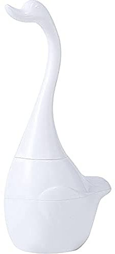 YZJSSL Kunststoff Toilettenbürste und Halter Kreative Schwan Badezimmer Toilettenbürste und Kolben Tier Statue Dekorative Toilettenschüssel Bürstenhalter für Badaufbewahrung-White