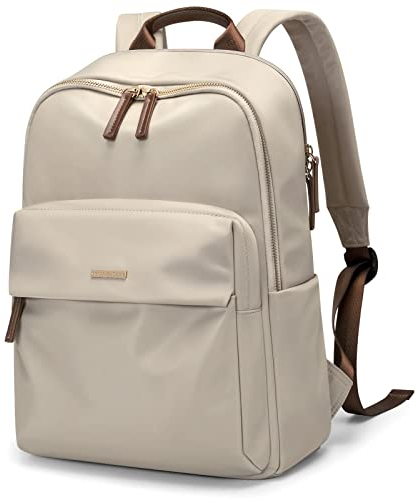 GOLF SUPAGS Stilvoller Laptop Rucksack für Damen, Arbeit, Uni und Reisen, multifunktionaler Rucksack, Schultasche, passend für 16 Zoll Laptops (Aprikose)