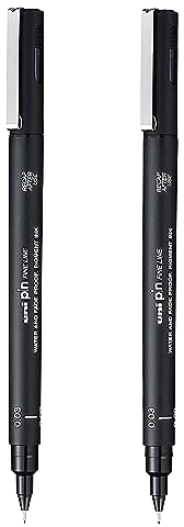 Uni Pin Fineliner Drawing Pens - Black Ink - 0.03mm Nib (2)