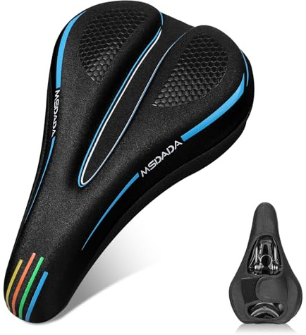 Neu Klettverschluss Fahrradsattel Überzug, Ergonomischer Gel Sattelbezug, Sattelbezug Fahrrad Damen Herren, Memory Foam Fahrradsitz Überzug Weich&Bequem für Mountainbike Rennrad Hometrainer Fahrrad