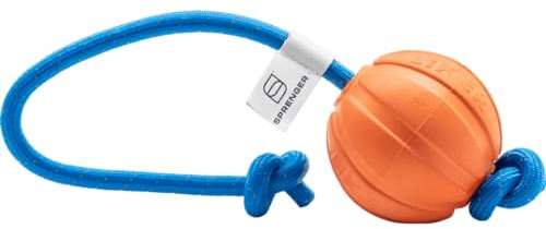 Sprenger Spielball am Seil - Ball, Wasserspaß, Apportierspielzeug für Hunde, orange - Ø 5 cm