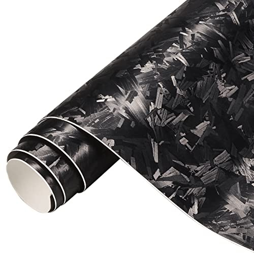 Blueshyhall Autofolie Forged Carbon Matt, Car Wrapping Folie Camouflage Schwarz Matt, Carbon Vinyl Matt Tuning Folie mit Luftkanälen für Außen Innen Auto Fahrrad Motorrad ATV (90 x 152 cm)