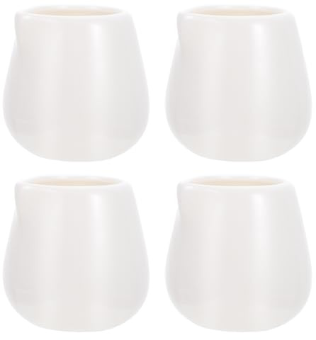 Ciieeo 4pcs Ceramic Milk Cups Multipurpose Sauce Jugs Without Handle Medium for Home Coffee Easy Pour Spout Easy to Clean