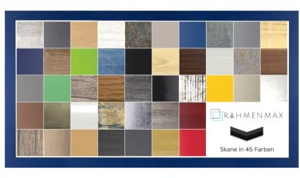 RahmenMax Skane Bilderrahmen Posterrahmen Puzzlerahmen 33x98 cm Blau Ozeanblau Marineblau 98x33 cm mit weisser Rückwand und klarem Acrylglas