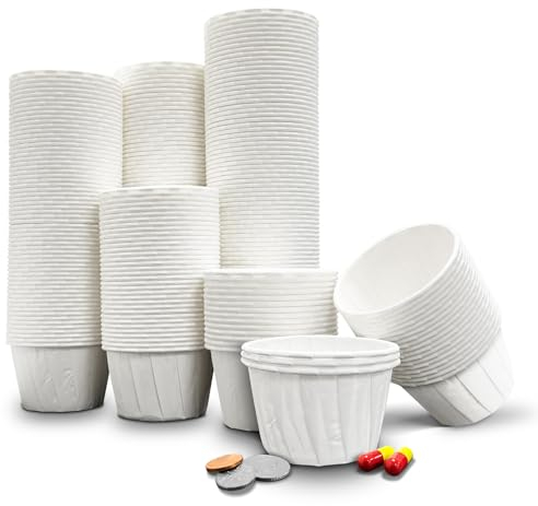 RE-GEN Lot de 250 gobelets en papier ciré multi-usages de 92 ml de grande capacité | Pots doublés cirés résistants aux fluides | Idéal pour les médicaments, la maison, la cuisine, les arts et