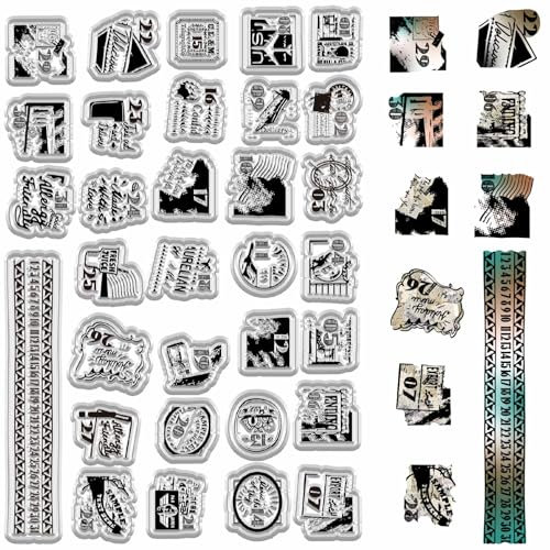 CRASPIRE Transparente Stempel Im Vintage Stil Retro Stempel Transparente Silikonstempel Siegel Wiederverwendbare Siegelstempel Für Handgefertigte Journaling Karten Foto Scrapbooking Dekorationszubehör