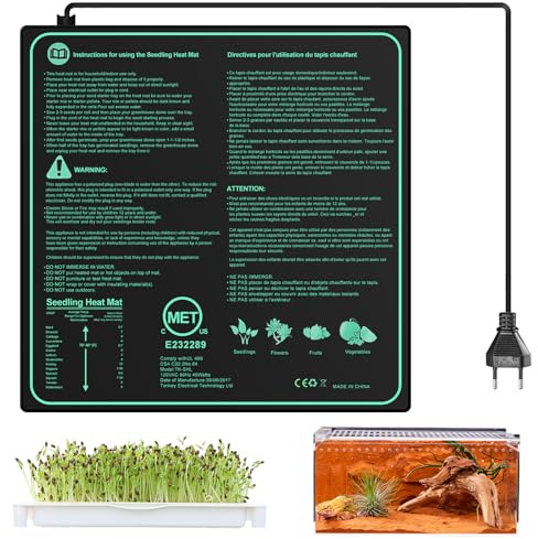 GAOUTO Heizmatte Pflanzen: 50W, 50 × 52.5 cm Wärmematte für Sämling Germination, Heizmatte Zimmergewächshaus Wärmematte für Germination und Temperatur-Regulierung