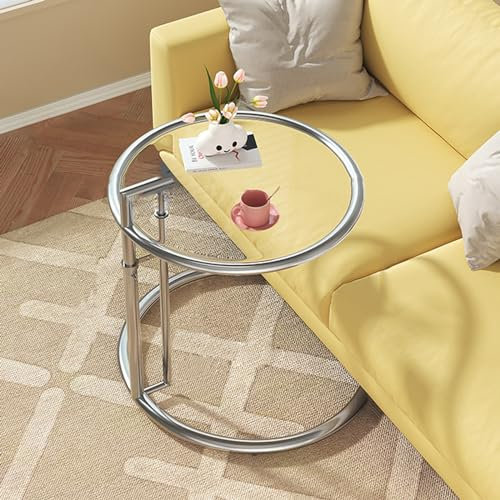 Glastisch, rund, modern, schlicht, Nachttisch, Beistelltisch, kreativer Couchtisch, Wohnzimmer, beweglicher Beistelltisch, Zuhause