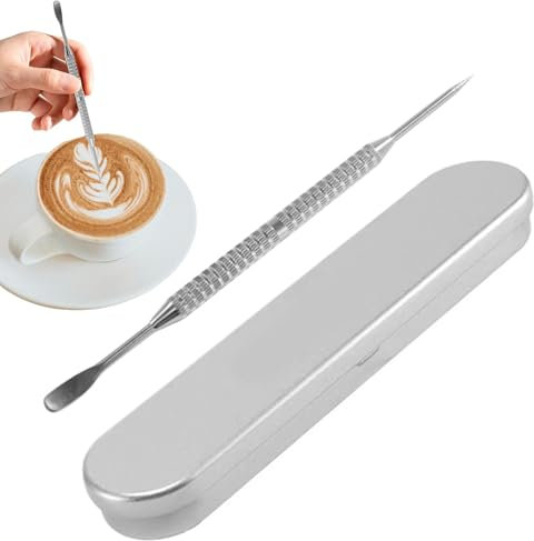 Penna per caffè, latte | Strumento artistico per caffè Fancy, strumento double face per decorare cappuccino, latte macchiato ed espresso, penna in acciaio inox