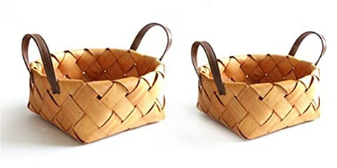 ZXDZMM Cestino di trucioli di Legno Intrecciati a Mano Cestino di Frutta Cestino di stoccaggio in Rattan Cestino di stoccaggio Cestino del Pane Cestino per Snack da Tavolo Cestino da Picnic