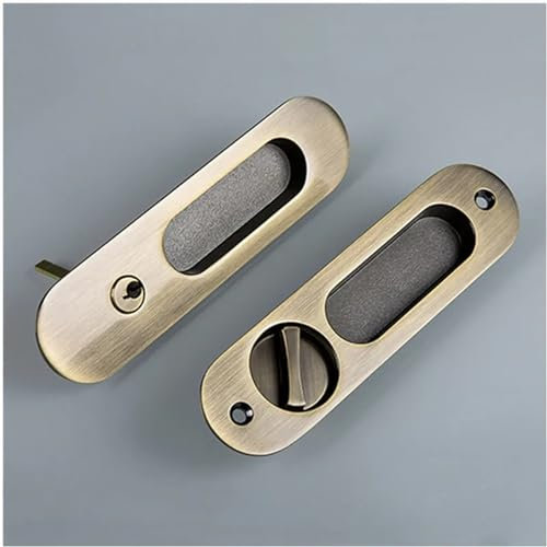 Serratura for porta scorrevole rotonda con serratura da infilare, con gancio for la privacy (spessore della porta: 35-45 mm) Porta in legno scorrevole sospesa, 1 pezzo(Bronze)