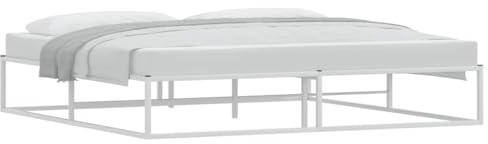 vidaXL Sängram utan madrass vit 200x200 cm metall, sovrumsmöbler, sängbotten, dubbelsäng, säng, sängstomme, metallsäng, metallsängram
