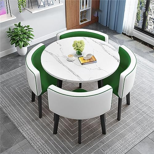 ew Office Konferenztisch-Set mit 4 Stühlen, kleiner Konferenzraumtisch für Büro, Empfang und Küche, Esstisch, runder Tisch für Meetings und Verhandlungen, 80 cm N