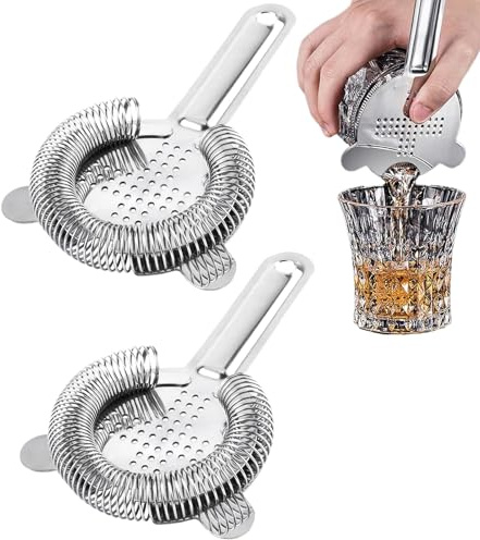 Lot de 2 passoires à cocktail en acier inoxydable | Passoire à cocktail Hawthorne - Convient à tous les shakers - Accessoire de bar de qualité supérieure