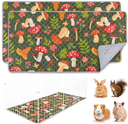 BeBeJoJo Meerschweinchen Unterlage, 2 Stück Waschbar 120x60cm | Waschbare Kleintiermatte für Meerschweinchen, Kaninchen und Hamster, wiederverwendbar und Pflegeleicht