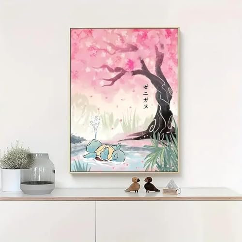 lianyibo 1 toile murale de style japonais, affiche imprimée de style peinture esthétique, impressions de fleurs de cerisier roses, décoration de la maison 43 x 86 cm sans cadre