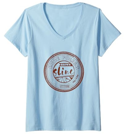 Damen Braun Schuhcreme Lederglanz T-Shirt mit V-Ausschnitt