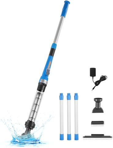 VEVOR Aspirapolvere Portatile per Piscina, Senza Fili per Vasca Idromassaggio con Asta di Prolunga, Pulitore Ricaricabile Funzionamento Fino a 1 Ora, 32 L/min Fuori Terra o Interrate