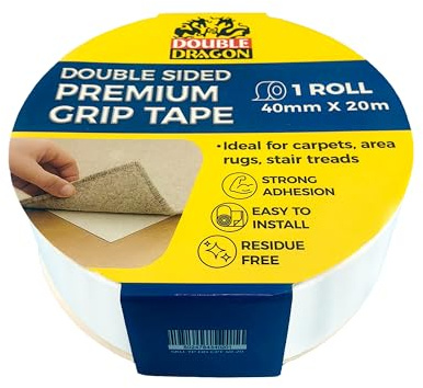 Double Sided Heavy Duty Carpet Tape, 40mm wide, 20m long, 160micron thickness, cloth based
