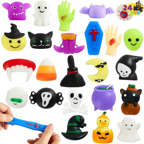JOYIN Halloween-Mochi-Squishy-Spielzeug, 24 Stück, Fidget-Quetschspielzeug, süße Fidgets für Süßes oder Saures, Halloween-Partys, Keine Süßigkeiten