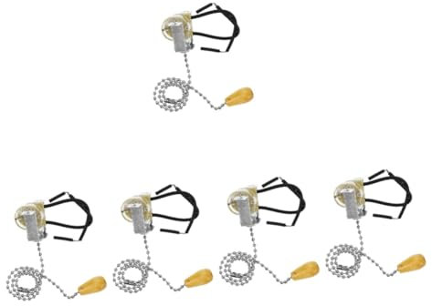 NUOBESTY 5 Piezas Interruptor de Tirador Decorativo Lámparas Interruptor de Cadena Instalar Compatible con Lámparas Pared Resistente y Duradera