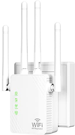 Amplificatore di segnale Estensore wireless per fino a 5000 piedi quadrati e 55 dispositivi, amplificatore ad alta portata e porta Ethernet, punto di accesso, configurazione a 1 pulsante, compatibile